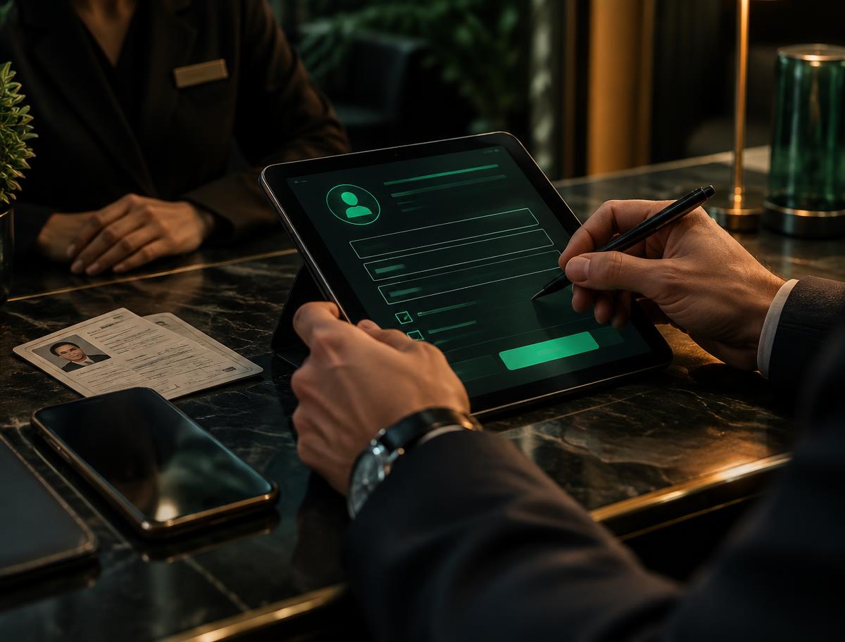 Atendimento com cadastro do cliente em um tablet